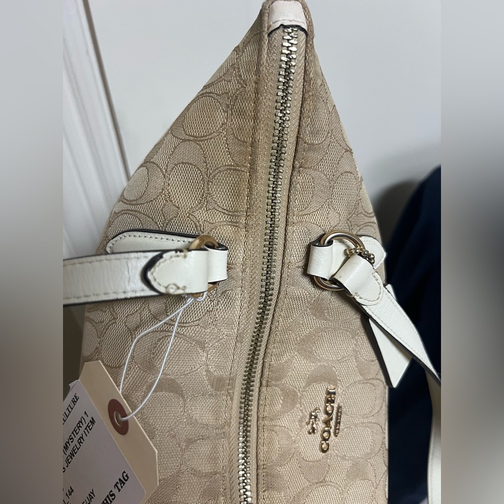 Coach Cream and White Shoulder Bag with Signature Monogram - Picture 9 of 13